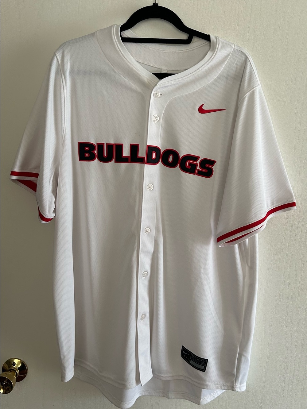 Nike Georgia Bulldogs Baseball Jersey - White with Red Accents